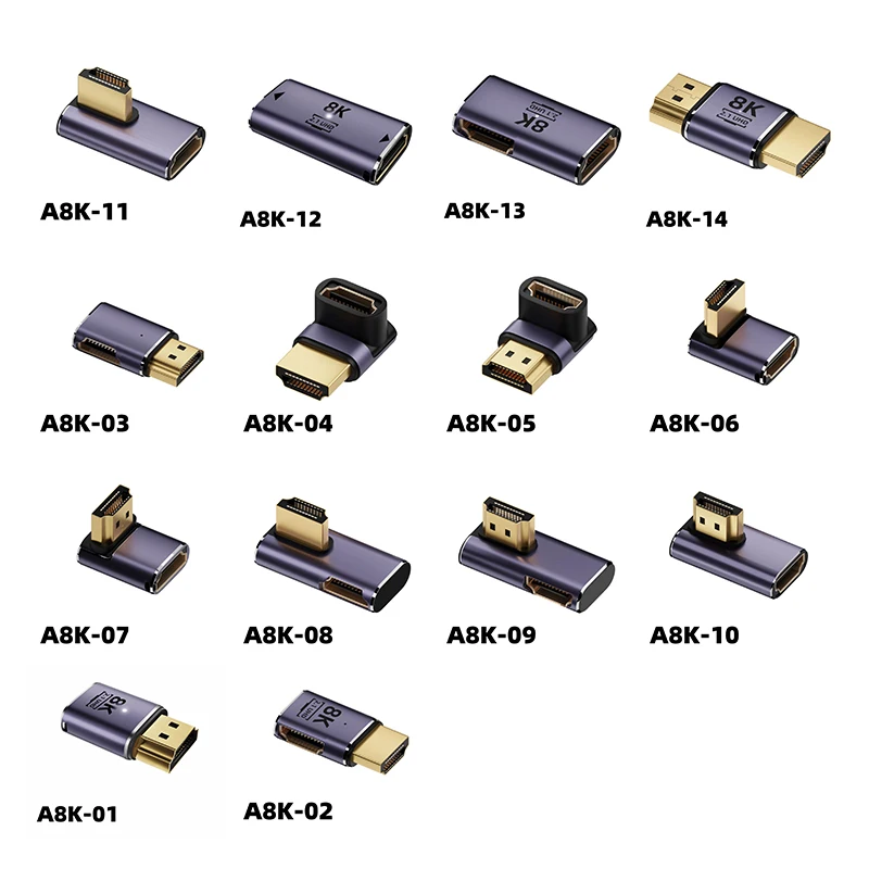 1Pc 8k 4K 120Hz 270 90 stopni Adapter kątowy Mini Micro-do HDMI-kompatybilny U kształt L typ HD rozdzielacz konwerter męski na żeński