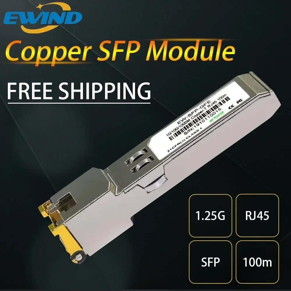 EWIND 10G SFP+ Module 1.25G Copper SFP Modules Optical Port Turn to RJ45 Ethernet Port Gigabit 1000M Transceiver Module 30KM LC