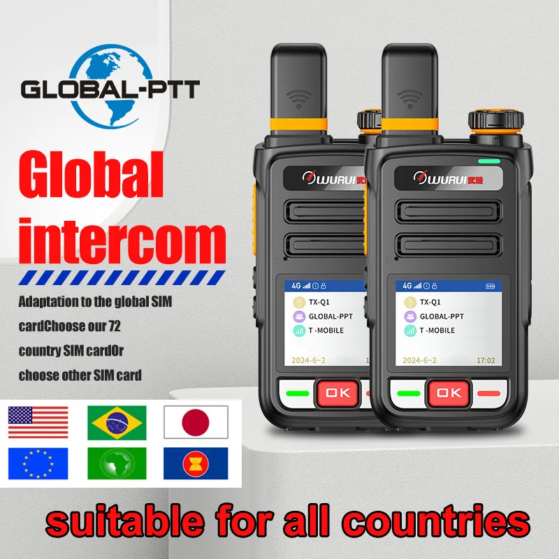 

Wurui 4G N9 global-ptt POC walkie talkie internet Two-way radio commutator long range GSM phones telecommunications 1000km reach