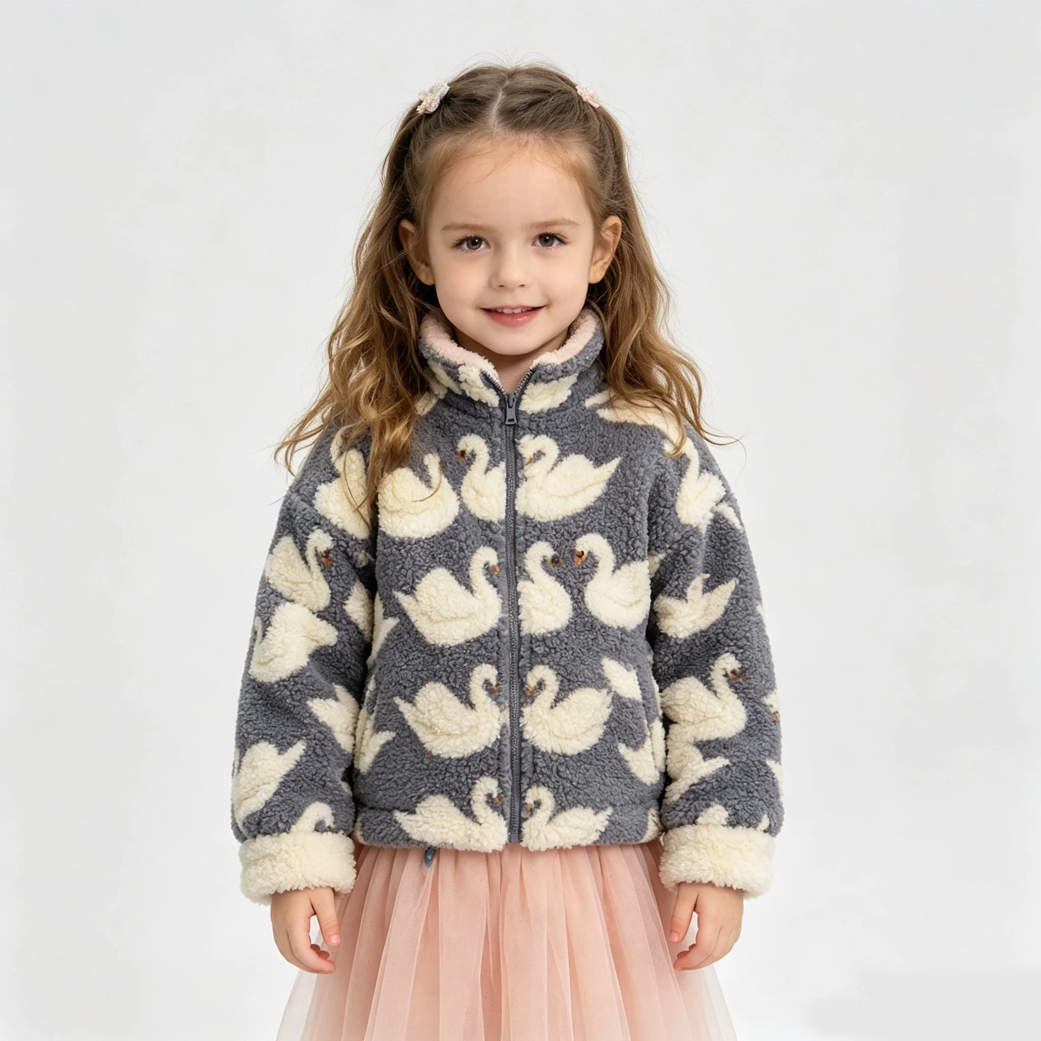 Fashion Baby Girl Boy Cartoon Print Lamb Wool Coat Infant Toddler Child Jacket Outwear Spring Autumn Winter Baby Clothes 1-7Y