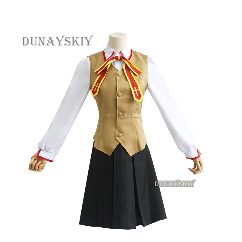 Anime Game Fate/stay Night Tohsaka Rin Cosplay Costume Wig Red Devil Wig Long Coat School Uniform Skirt Woman Kawaii Campus Suit