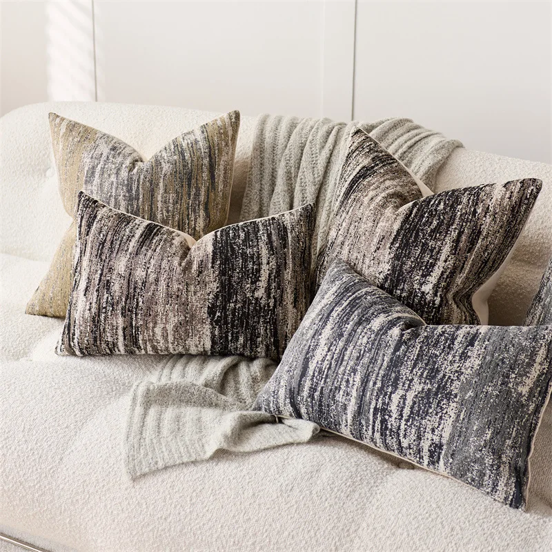 Jacquard Cushion Covers Chenille Striped Pillow Case Couch Home Textured Bed Pillowcases Accent Pillows Couch Home Decorative