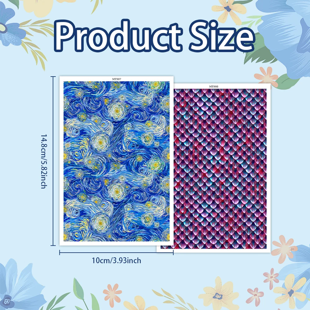 Starry Sky Sparkly Scale Mermaid Pattern Soft Ceramic Earrings Water Soluble Disposable Sticker for Diy Jewelry Making Decal