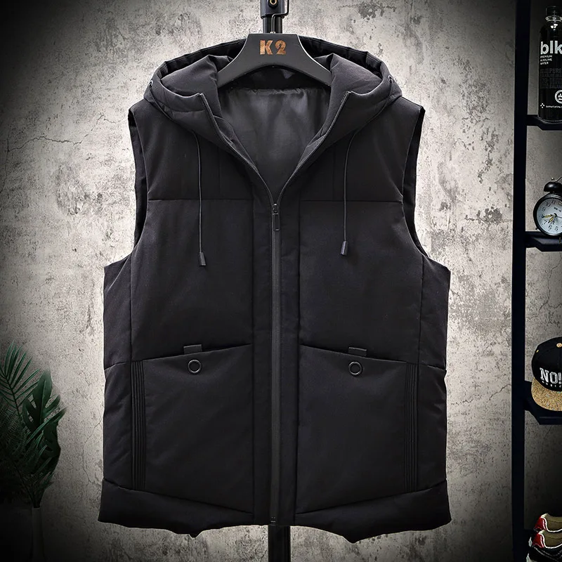 Winter New Men's Solid Color Thickened Warm Hooded Fashion Horse Clip