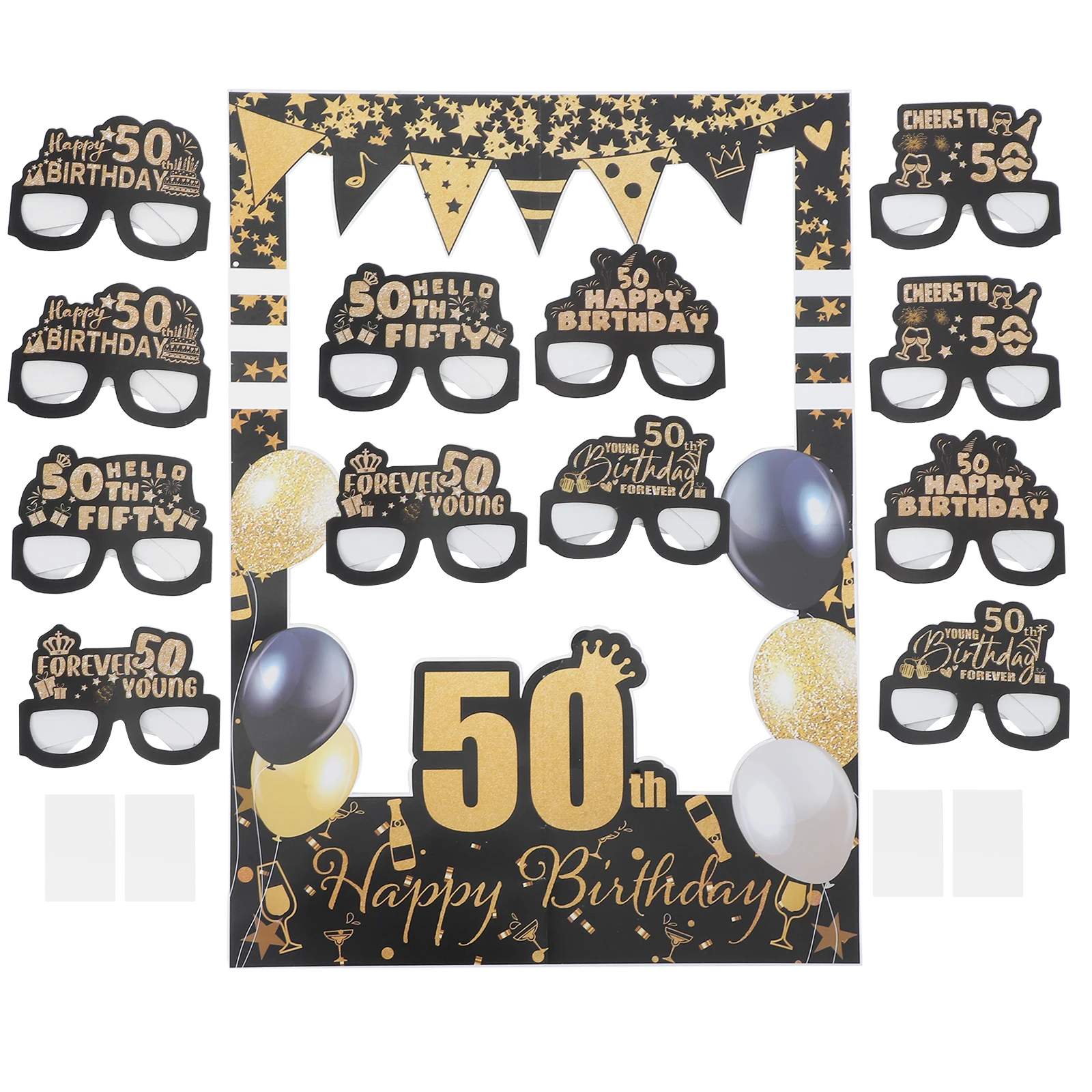 

Birthday Paper Glasses Photo Booth Frames Party Decorations 50th Themes Accessories Sunglasses Supplies Fun Festive Adult