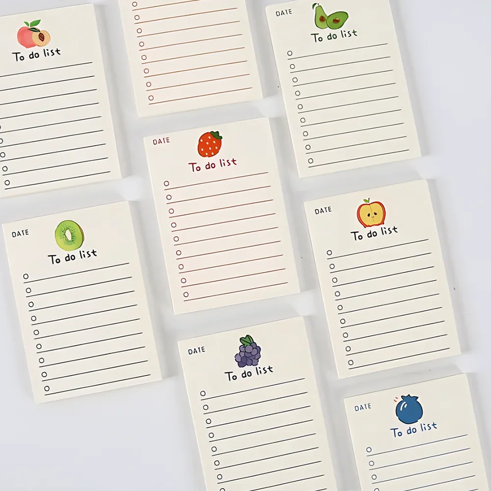 50 Sheets To Do List Memo Pad Cute School Stationery Notes ins Portable Notepad Office Supply Fruit Notebook Message Note Book