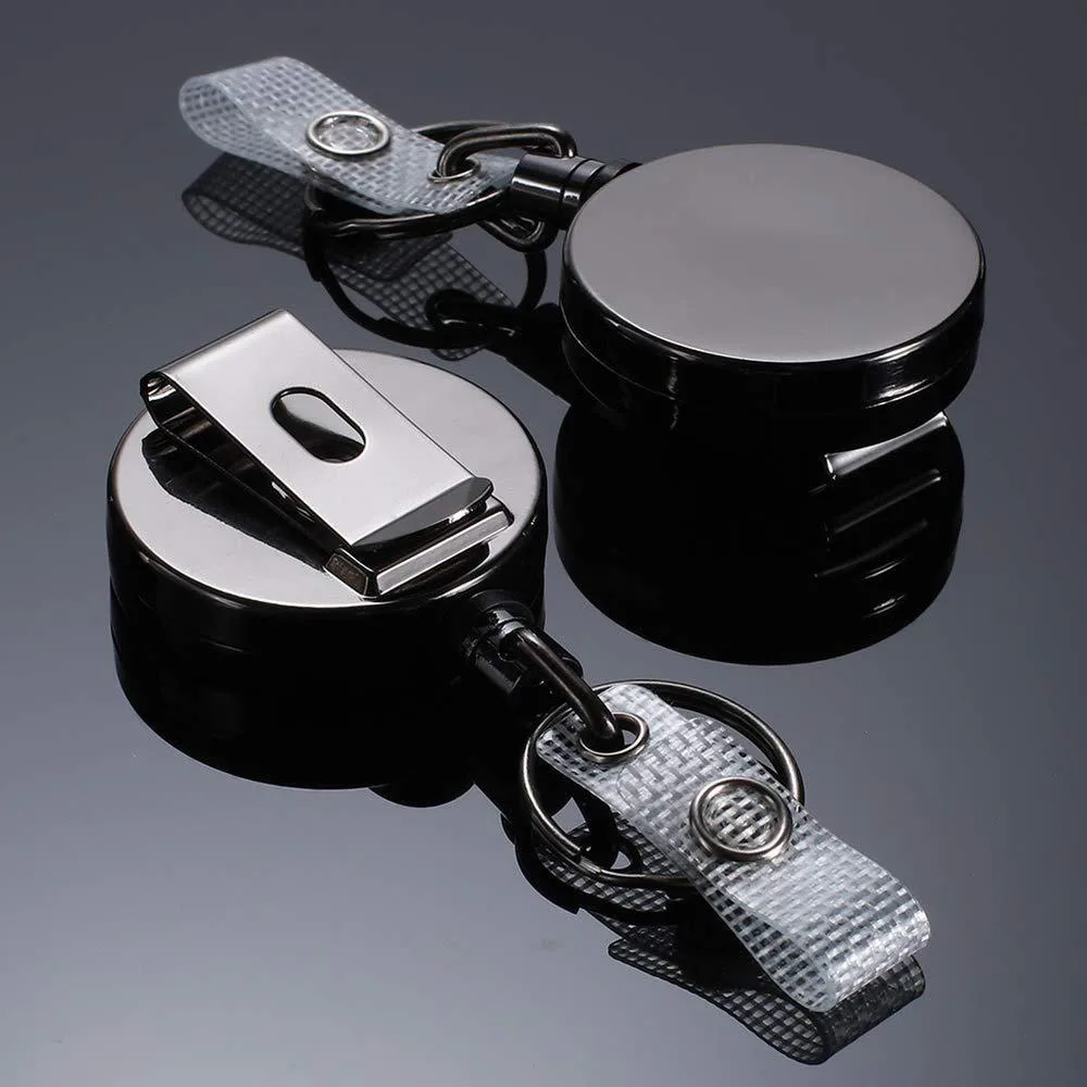 Tarjeta de etiqueta de nombre, aleación de Zinc de Metal, calidad de lujo, soporte para insignia, Clip, llavero, Clips, carrete de insignia, suministros de oficina