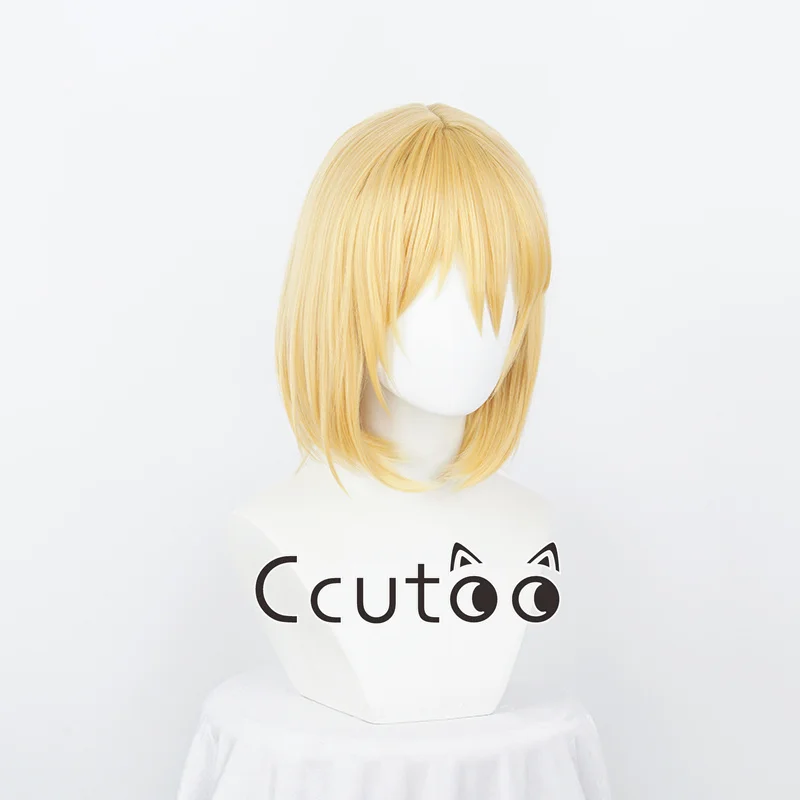 Howl's Moving Castle Wizard Howl Short Golden Heat Resistant Synthetic Hair Cosplay Howl Wig + Cap