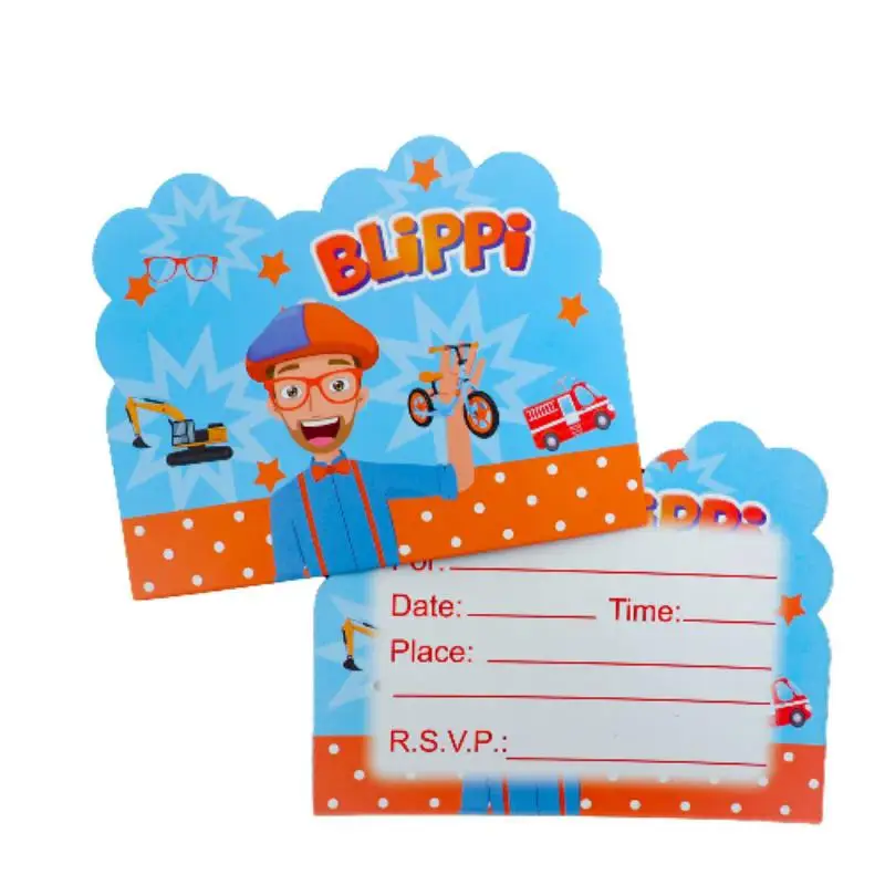 Englische Lehrer-Geburtstagsdekoration im Blippi-Thema: Teller, Becher, Ballons, Banner, Hintergrund, Geschenktüten und Partyzubehör – Detail 26