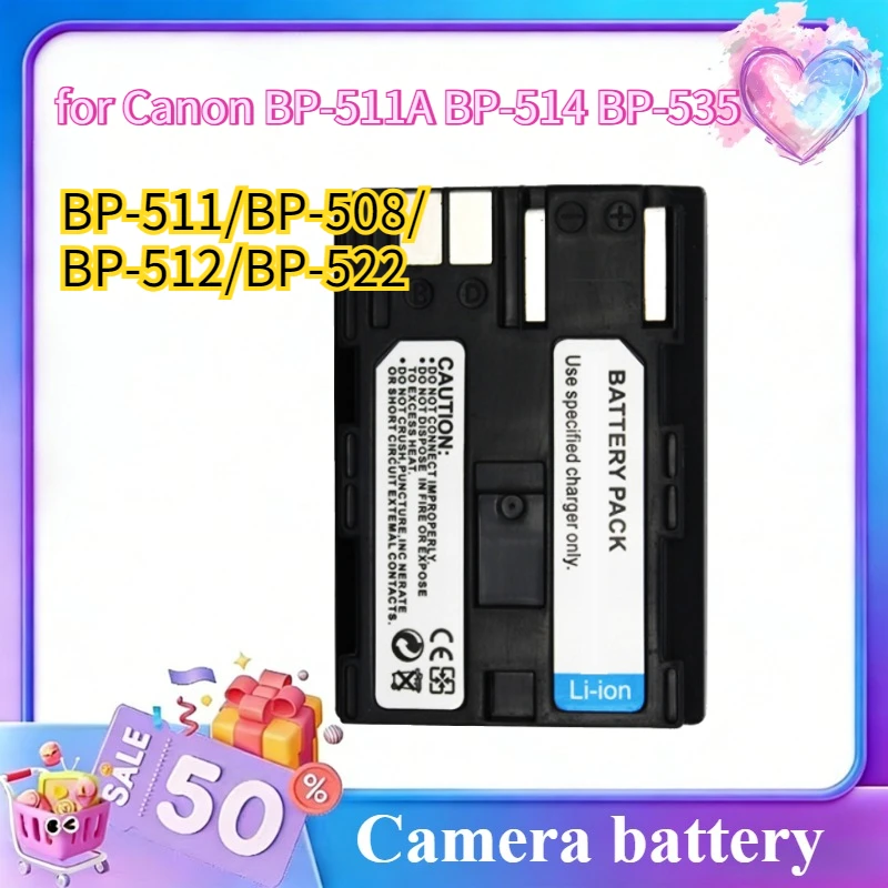 

Литий-ионный аккумулятор BP-511/BP-508/BP-512/BP-522 для фотоаппаратов Canon BP-511A BP-514 BP-535