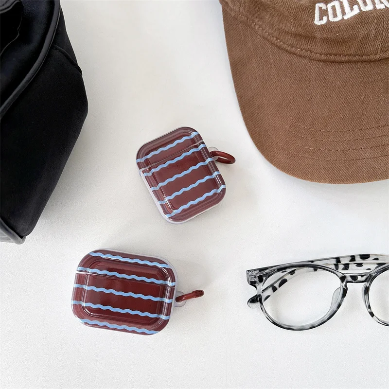 Casing Earphone pola gelombang kreativitas untuk Apple Airpods 4 3 2 Pro, casing pengisi daya Headphone silikon pesona Pro 2