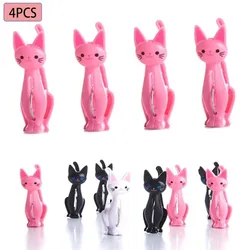 4Pcs Cute Cats Plastic Clothes Pegs Clothespins Cartoon Beach Towel Clips Bed Sheet Socks Windproof Laundry Pins