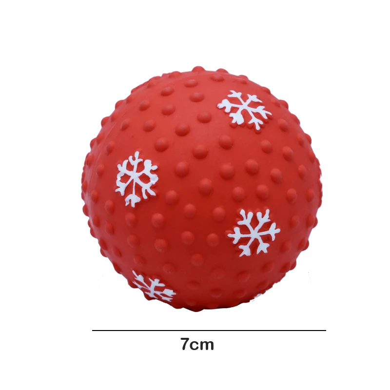 คริสต์มาสของเล่นสุนัข Squeaky Chewing Balls รูปแบบเกล็ดหิมะ Xmas Stab Ball ทําความสะอาดฟันของเล่นสัตว์เลี้ยง High Bounce Balls