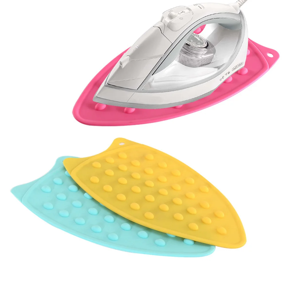 

2pcs Silicone Iron Hot Protection Rest Pad Mat Safe Surface Iron Stand Ironing Pad Insulation Boards (Blue)