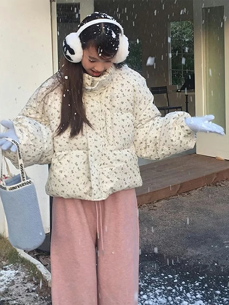 Parkas für Damen, Outdoor, Winter, Bio-Baumwolle, gesteppt, mit Druckknöpfen, geraffter Bund, gerüscht, elegant, urban, einzigartig, adrette, mehrfarbig, BF