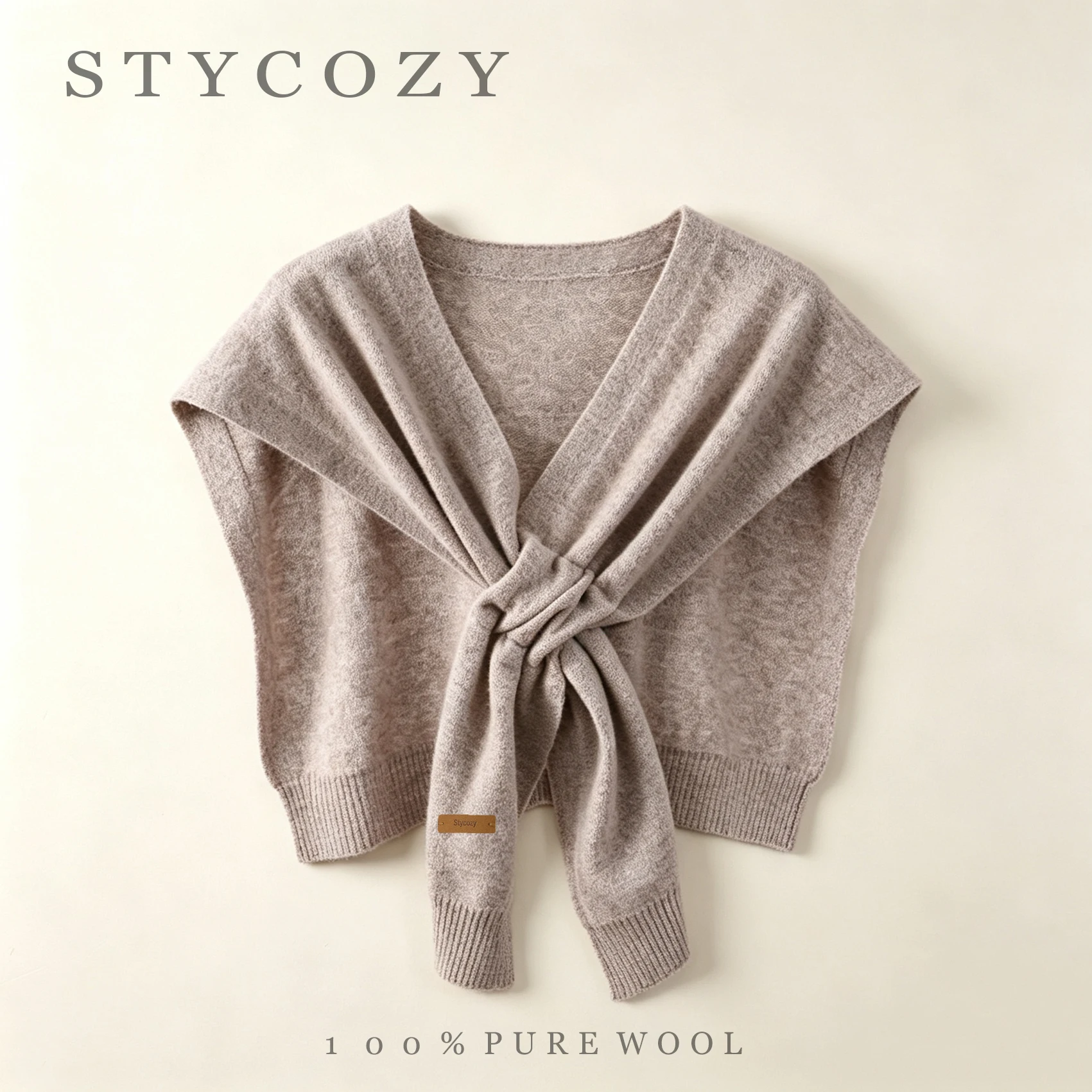 Women100%  Wool Solid Perforated Knit Shawl Ladies Lightweight Faux Collar Neck Cover Knitted Capes Autumn Winter Shoulder Wraps