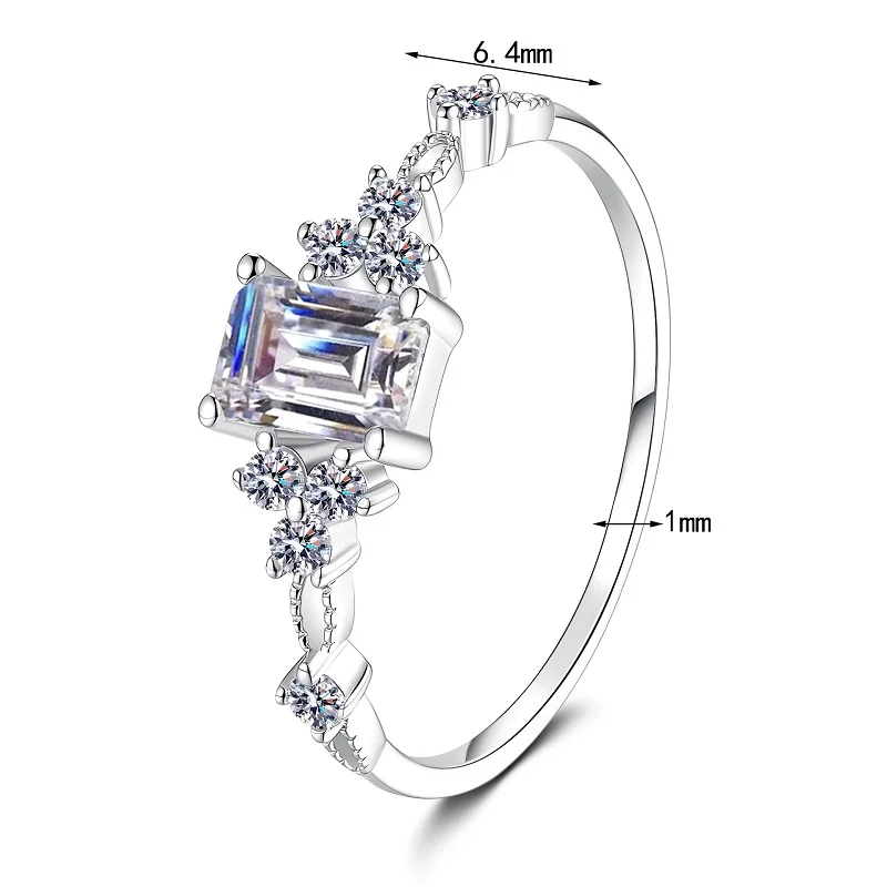 Apaison Luxury Delicate 4X6 mm Moissanite Women's Rings - Wedding Engagement Anniversary 925 Sterling Silver Ring Jewelry Gift