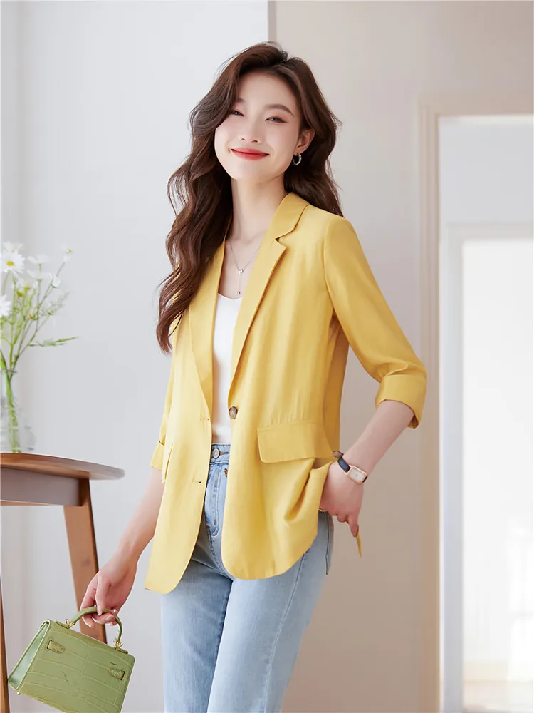 Giacche Cardigan sottili da donna capispalla larghi femminili top con protezione solare leggera Blazer solido verde giallo primavera estate nuova