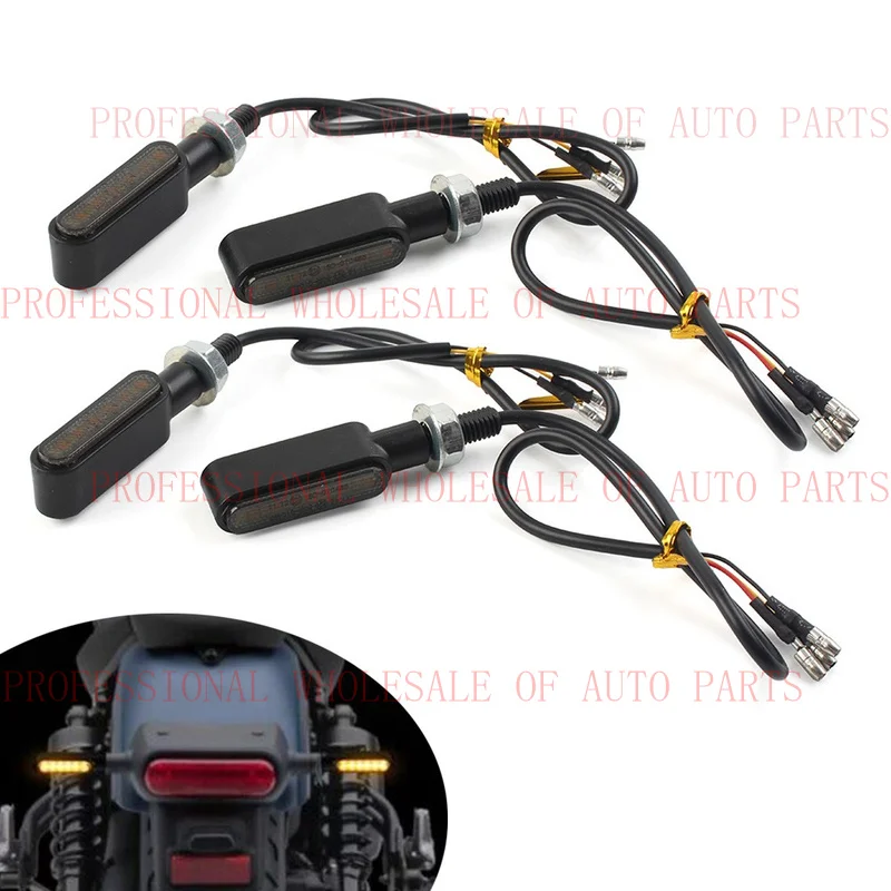 V+ V+ LED Motorcycle Mini Turn Signal Amber Light Blinker Smoke for Cafe Racer Bobber