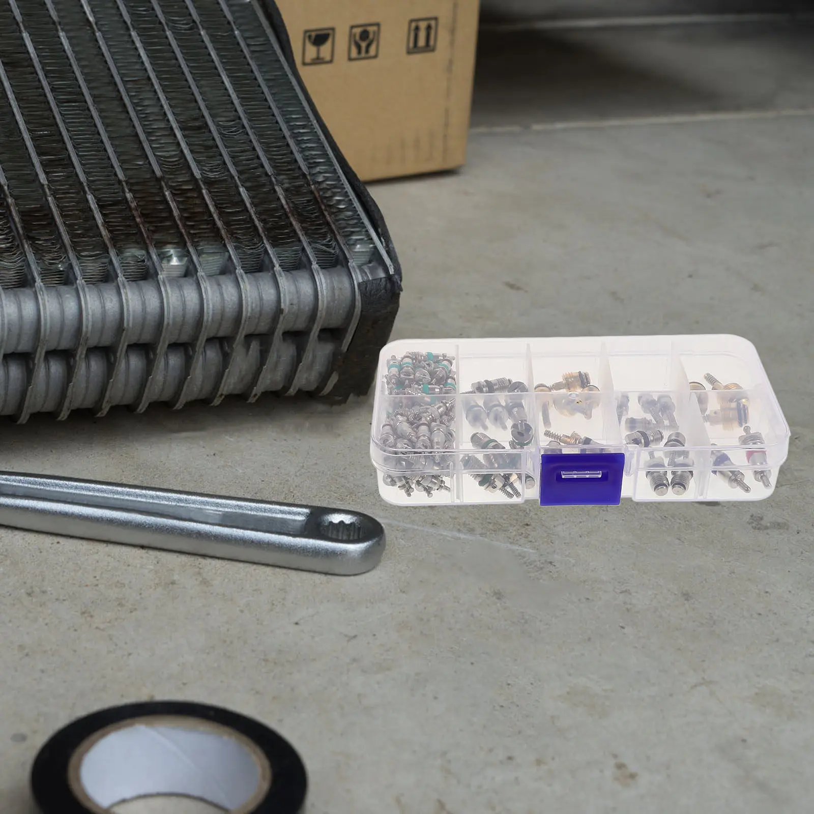 

102Pcs Air Conditioning Valve Kit Car Valve R134a Refrigerant Tire Stem Double-Ended Removal Installation Tool Auto