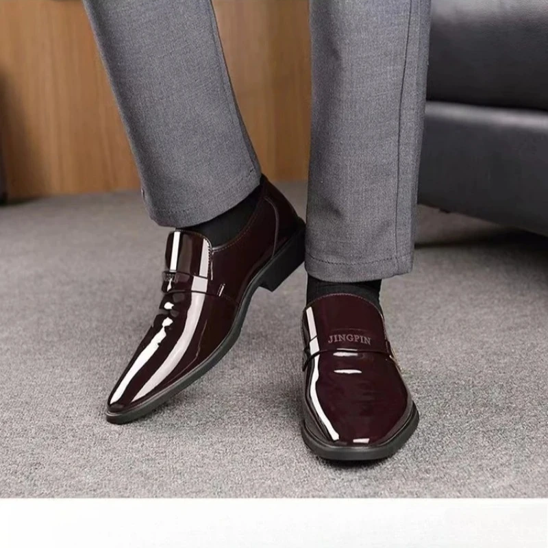 

Деловые модельные кожаные туфли большого размера, глянцевая повседневная мужская кожаная обувь, молодежная универсальная кожаная обувь, мужская кожаная обувь