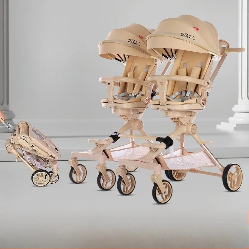 

Двойная детская коляска для сидения и лежания, складная двойная коляска, съемная двусторонняя коляска для малышей и младенцев, дизайн дорожной коляски