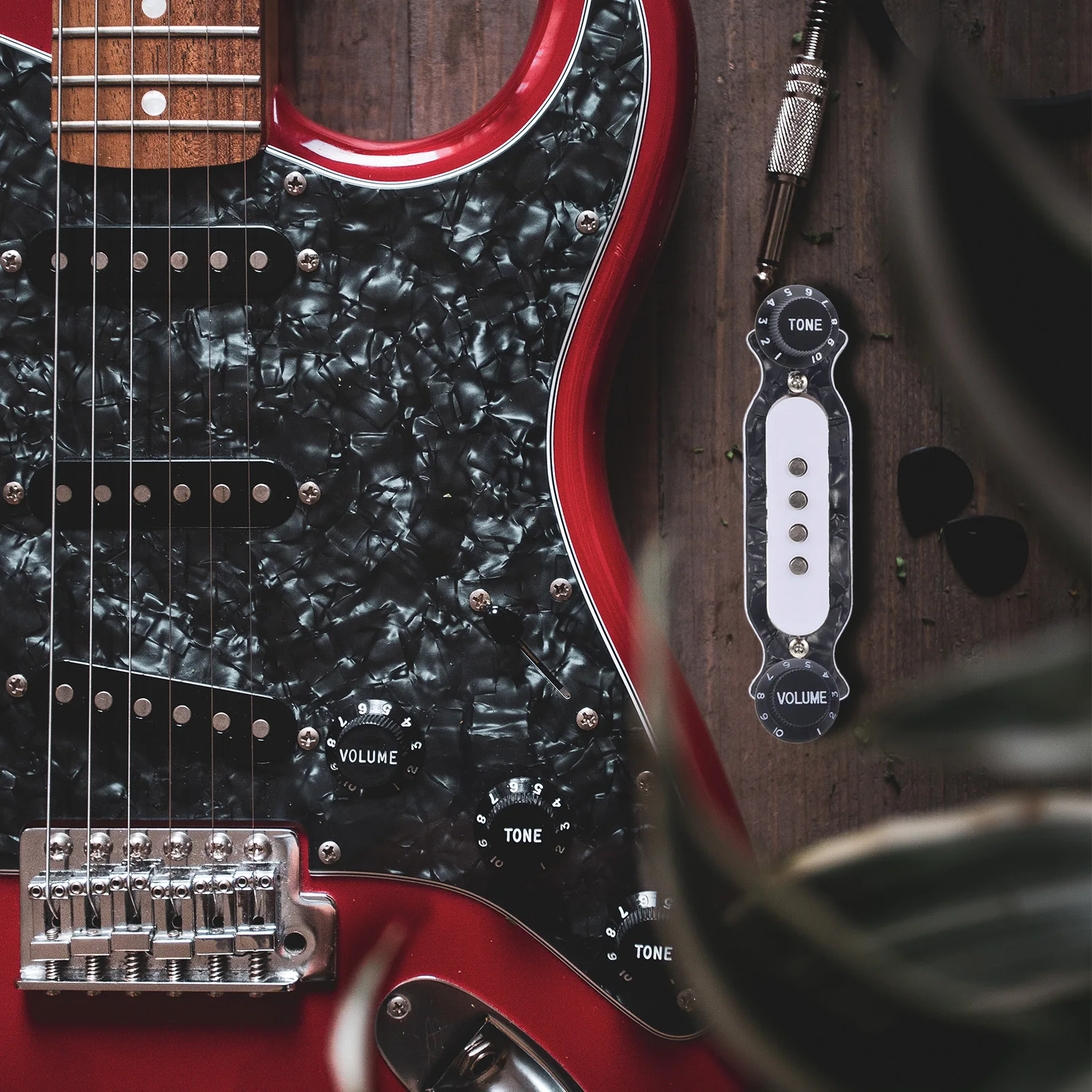 

Four String Soundhole Pickup Pre Wired Electric Cigar Box Guitar Volume Tone Control Knob ABS Copper Coil Durable