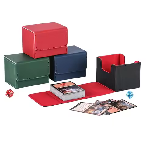 Card Deck Box for Trading Cards MTG Commander Deck Box Holds 100+ Single Sleeve Cards Leather Magnetic Card Storage Box for TCG