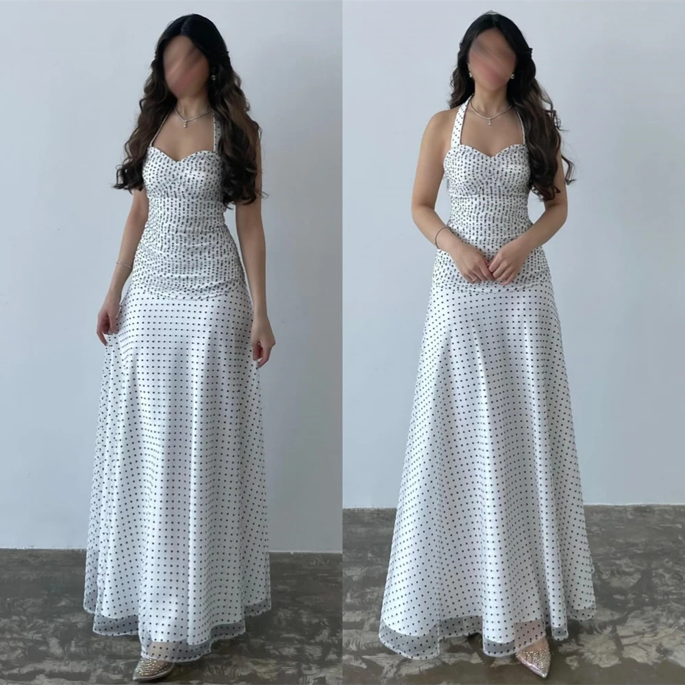 

Customized Modern Halter Sleeveless Evening Dress Exquisite Chiffon Prom Dresses Delicate Sweep Train Special Occasion Gowns
