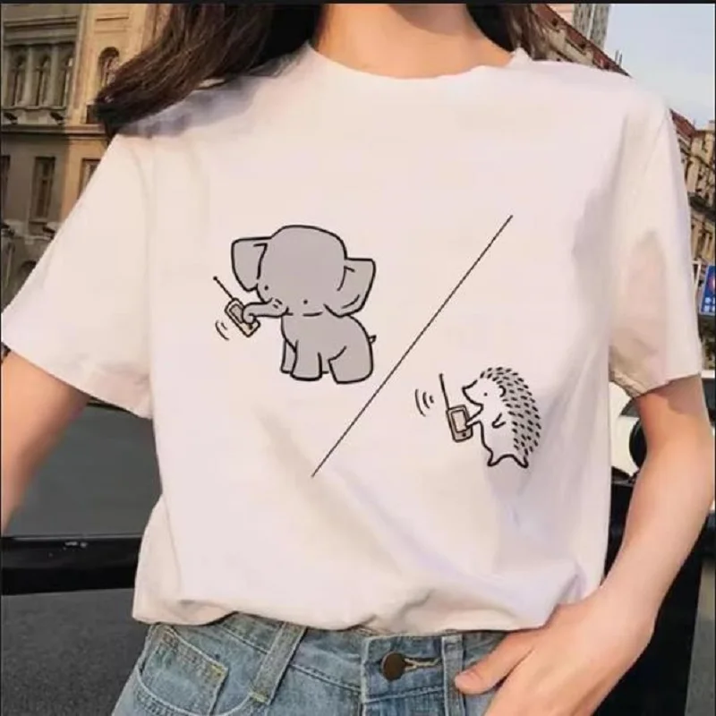 

Милый мультяшный ежик, милый мультяшный ежик, тонкий свободный модный топ с круглым вырезом, женская футболка с короткими рукавами