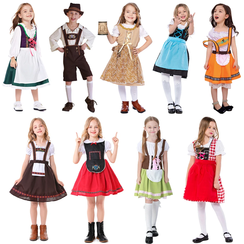

Halloween Carnival Party Kids Traditional Bavaria Oktoberfest Girl Dirndl Dress Beer Festivals Children Outfit Cosplay Costume