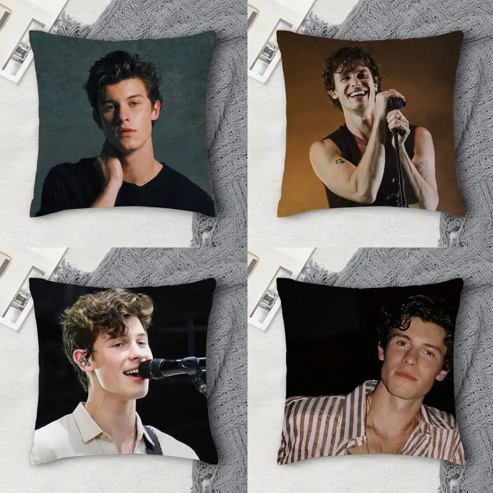 

S-Shawn Mendes Double-sided Printed Square Decorative Cushion Cover for Sofa Living Room Home Decor