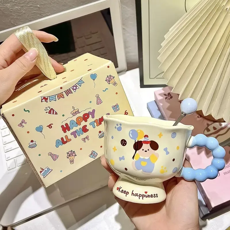 

Cartoon Animals Cute Puppy Mug Fashionable High Aesthetic Cups Ceramic Water Cup Coffee Breakfast Cups Practical Birthday Gifts