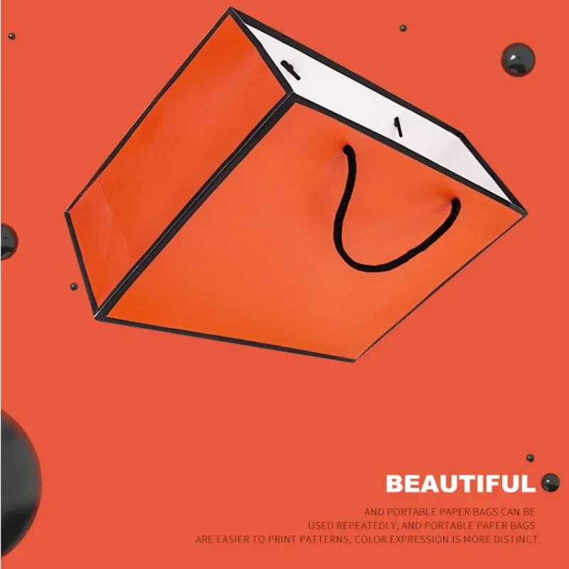 10Pcs Cardboard Handbag Clothing Shopping Packaging Bags Spot Advertising Promotional Paper Bags Exquisite Gift Bags