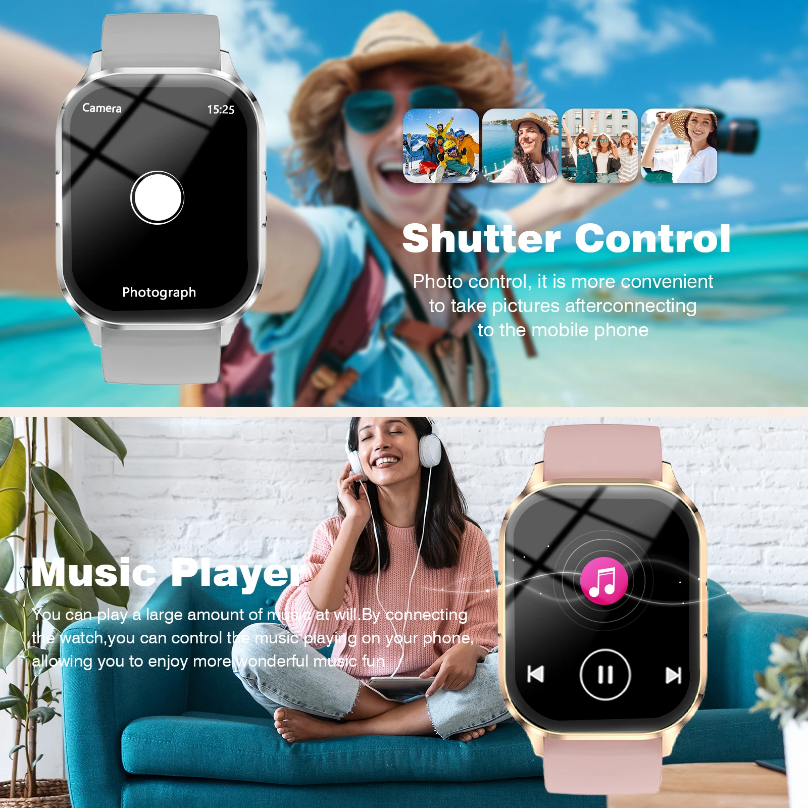 2025 ساعة ذكية جديدة للنساء مراقبة معدل ضربات القلب الصحة مساعد صوتي BT الاتصال IP67 مقاوم للماء الرياضة Smartwatch #4