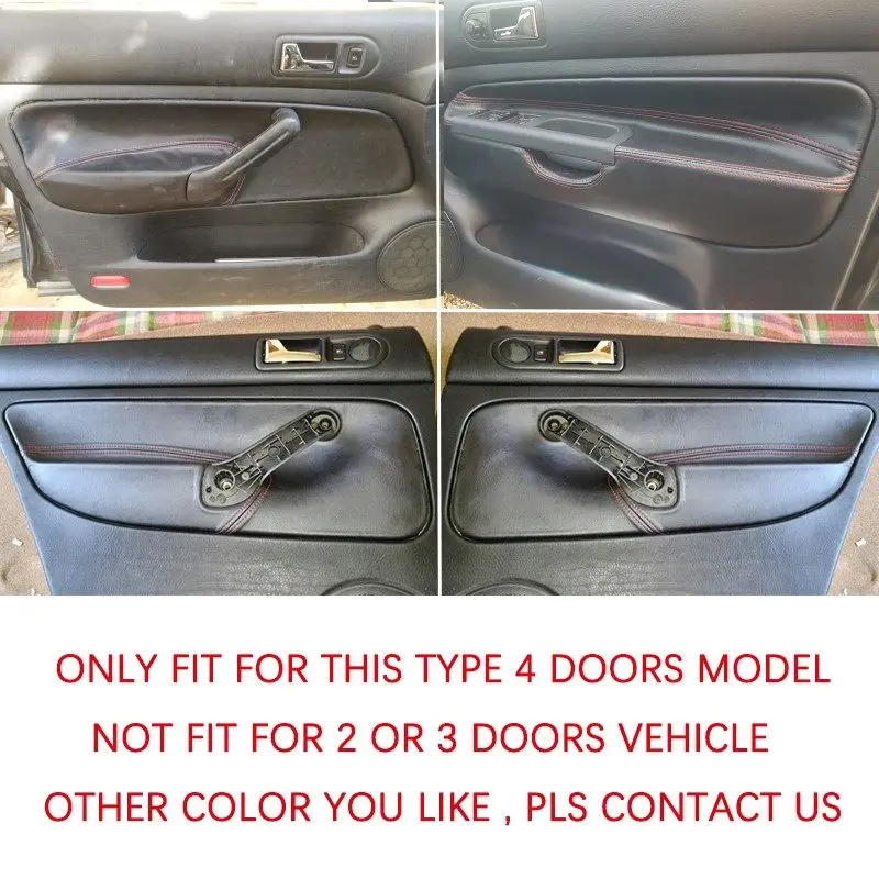 Para VW Golf 4 MK4 Bora Jetta 1998 1999 2000 2001 2002 2003 2004 2005 manija de puerta de coche Panel de reposabrazos cubierta de cuero solo para 4 puertas