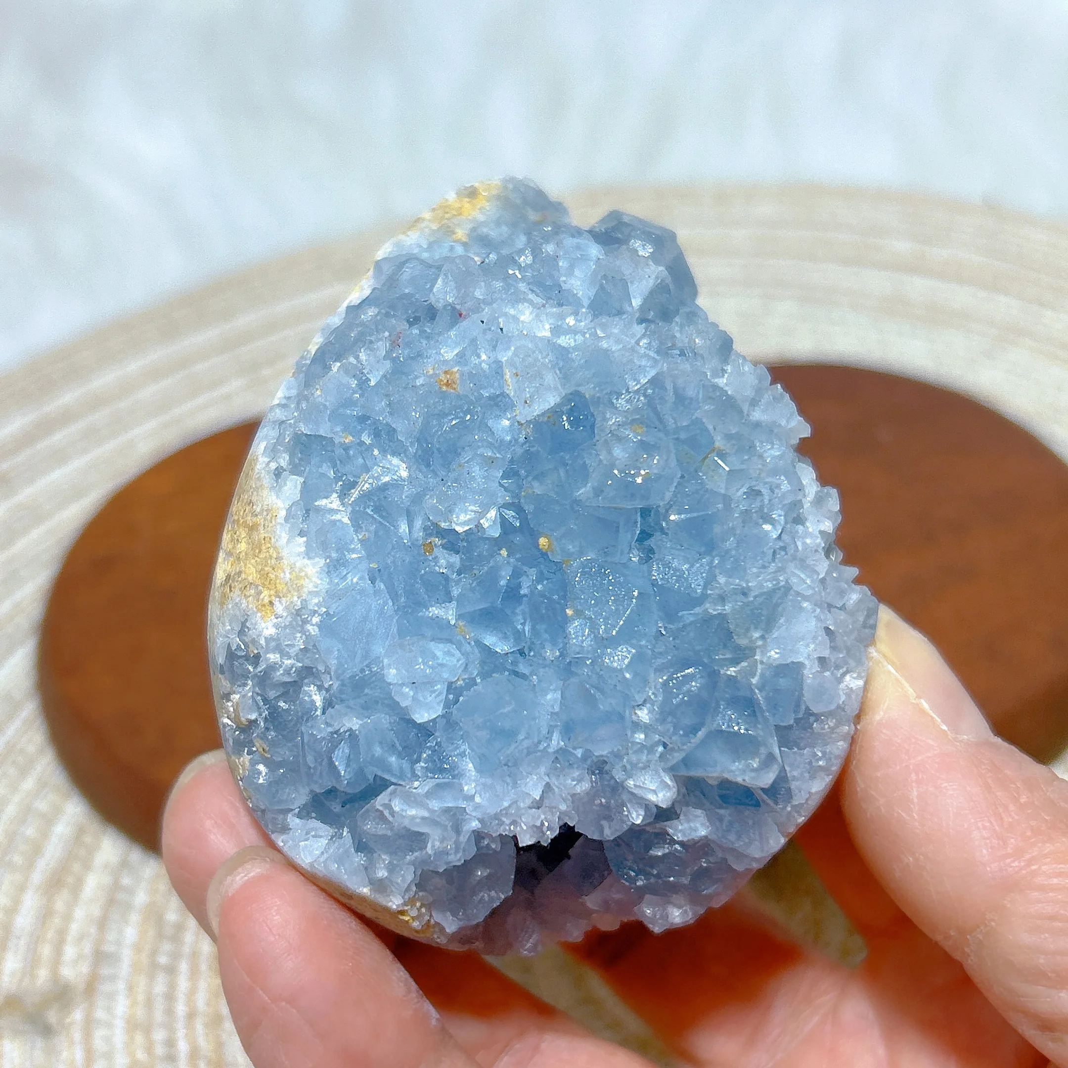 

Natural Crystal Blue Celeslite Cluster Raw Stone Egg Geode Specimen High Quality Healing Energy Gemstone Home Decoration Gift