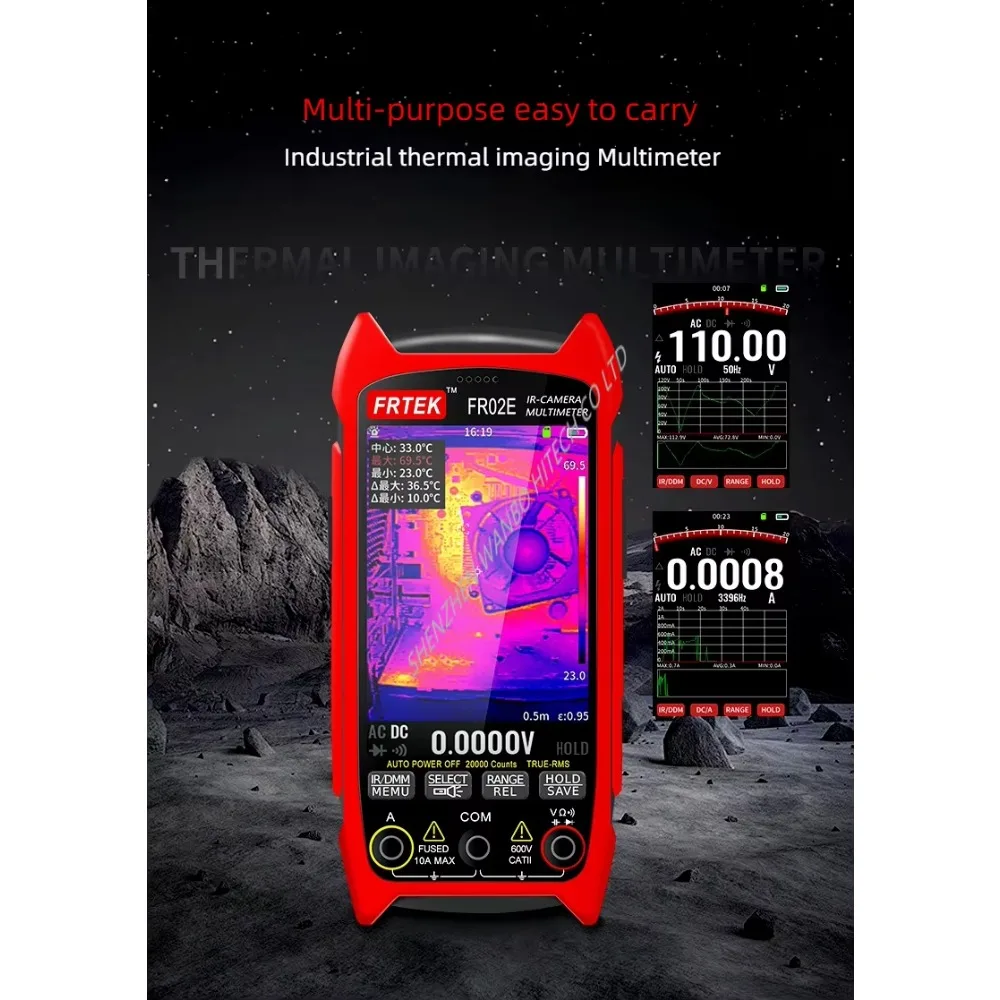 Ranlraka Professional FR02E High precision Handheld Multimeter Thermometer With Macro Lens 256x192 IR Sensor 3 5 Inch
