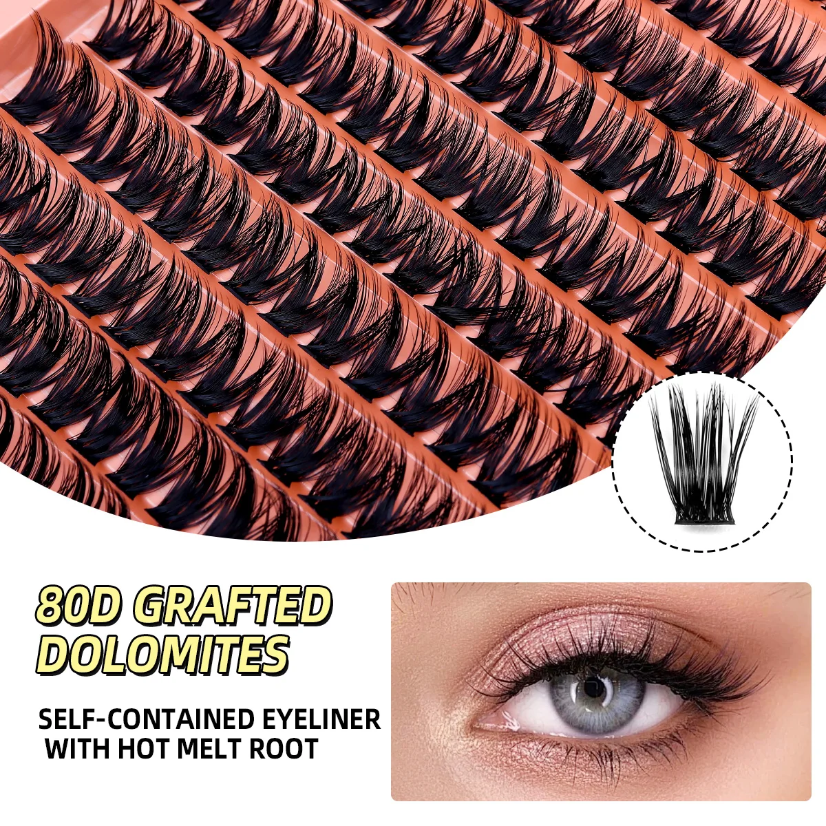 Huicop Lash Clusters DIY Eyelash Extensions 180pcs Cluster Lashes Wispy False Lashes 10-16MM Individual Lashes Extensions Mega F