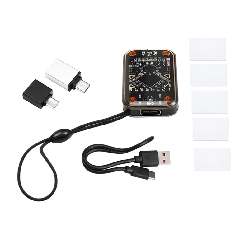 Czytnik inteligentnych chipów RFID + karta 5XUID Emulator kart inteligentnych Emulator RFID Odczyt Writer Em125khz IC 13.56Mhz Obsługa kart klonowych