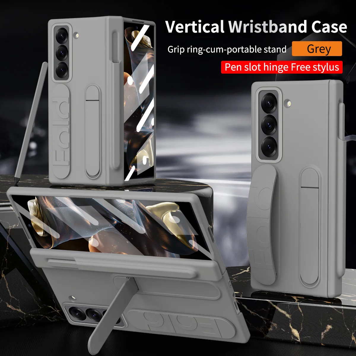 

For Samsung Z Fold7 Mobile Phone Case Magnetic Hinge Pen Holder Wristband Fold6/5/4 Case Film Integrated Protective Cover