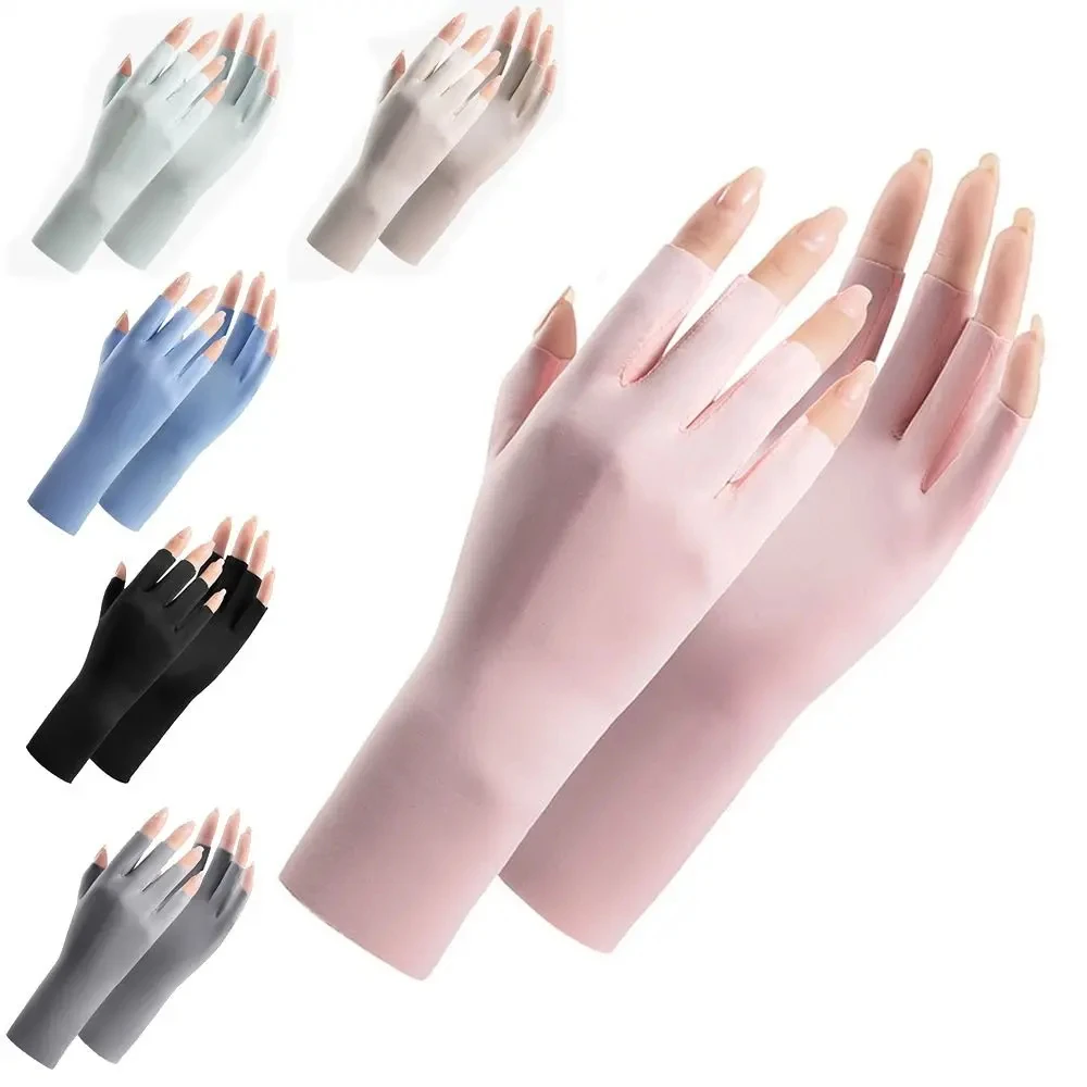 1 Pair Fingerless Gloves Summer Sunscreen UV Protection Multicolor Gloves Woman Driving Gloves Stretch Female Touchscreen