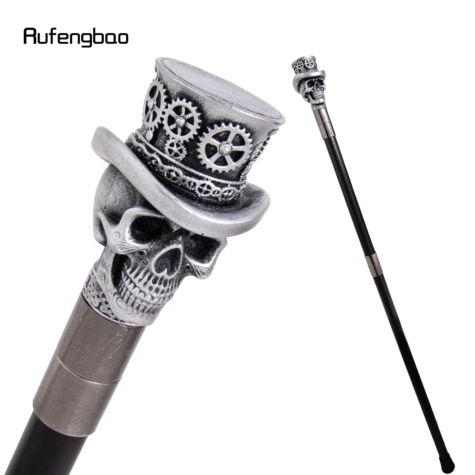 White Hat Gearwheel‌ Skull  Walking Cane Fashion Cane Decorative Cane Halloween for Cosplay Parties, for Cosplay & Party 94cm view 3