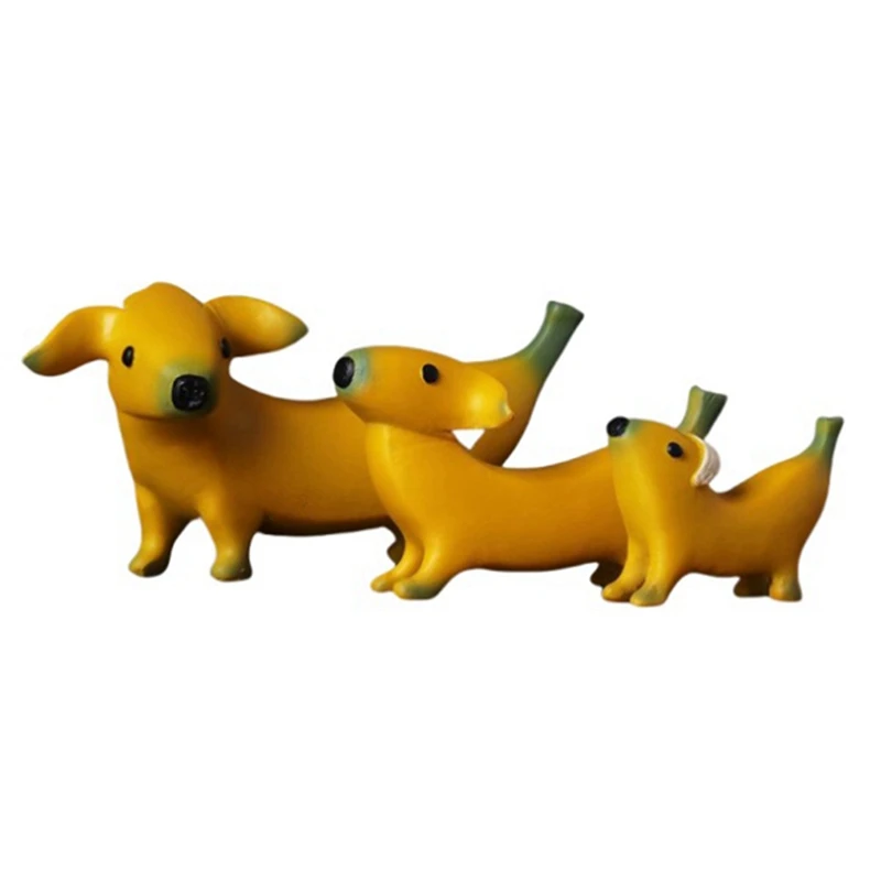 Funny Banana Dog Statue Cute Peeled Banana Dog Figurines Ornaments Garden Decorations Resin Desktop Ornaments Home Decor