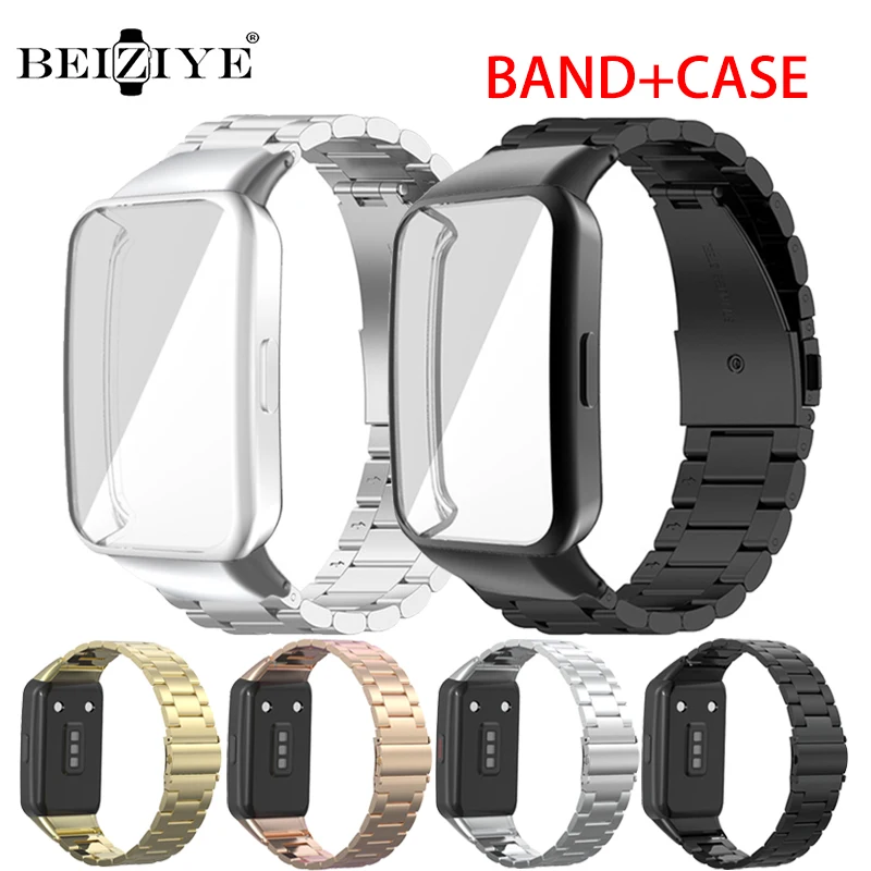 Stainless Steel Strap+Watch Case For Huawei Honor 6 Smart Watchband Bracelet Replacement Metal Wristband For Huawei Band 6/6 pro