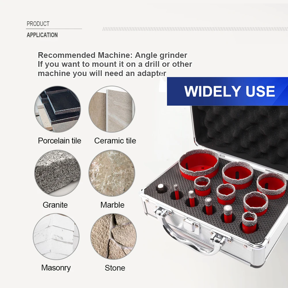 Imagem -05 - Shdiatool-diamond Drill Bits Grupo Hole Saw Adaptador Hex M14 Thread Azulejo Mármore Granito Caixa 10 12 20 25 28 35 45 50 68 Milímetros 12 Peças