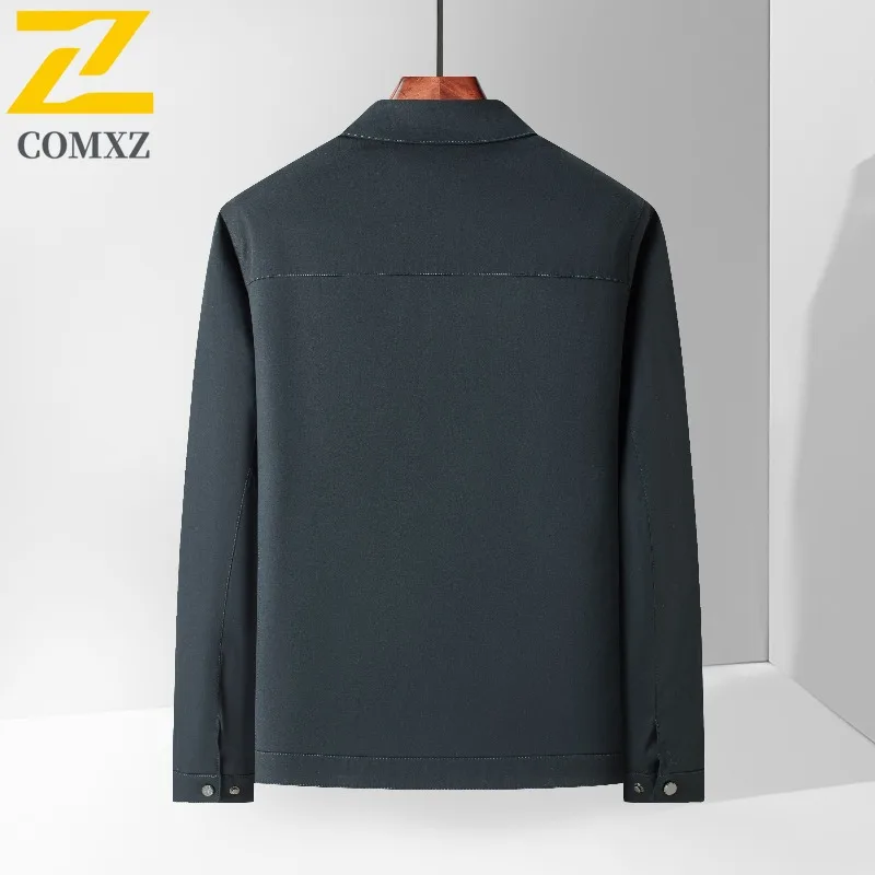 COMXZ Autumn New Male Jacket Premium Turndown Collar Outdoor Working Coat Luxury Elegant Business Comfort Windproof Overcoat