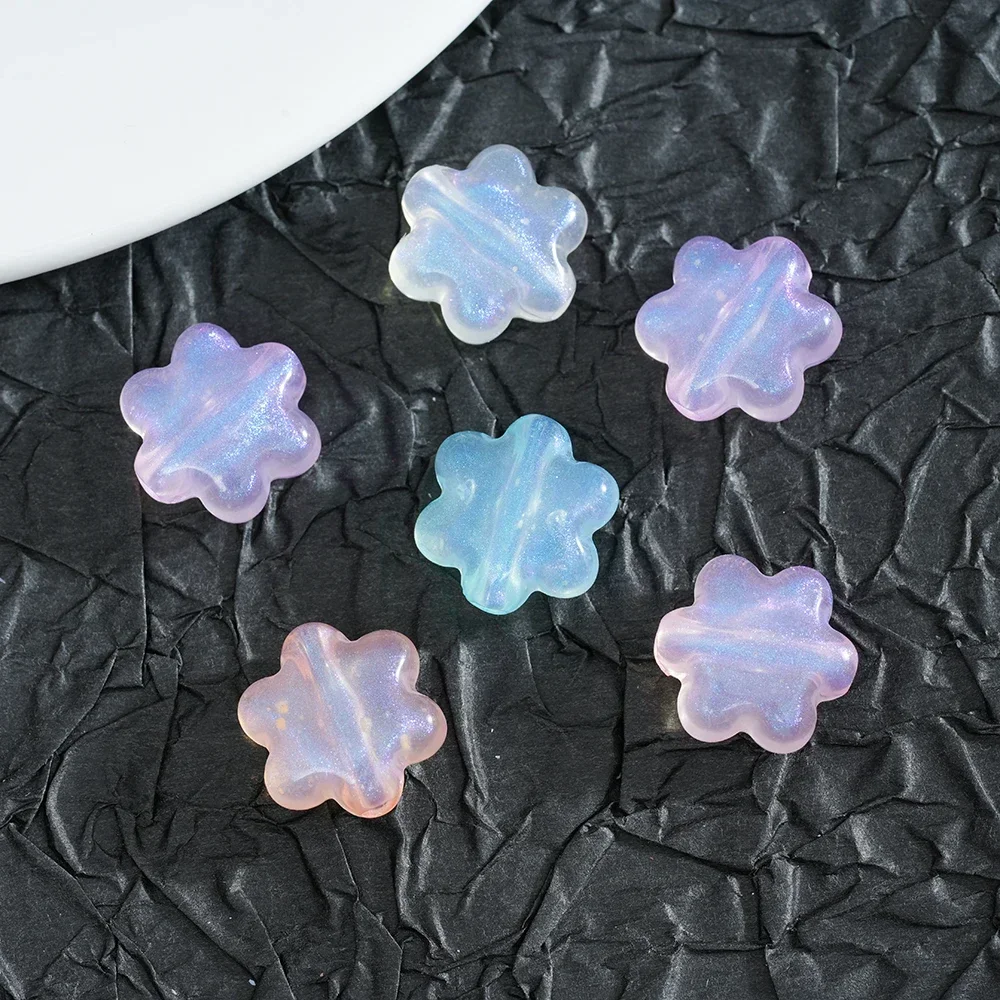 

30pcs Candy Color Tansparent Flower Shape Beads Acrylic Perforation Loose Spacer Beads DIY Bracelet Necklace Handicrafts