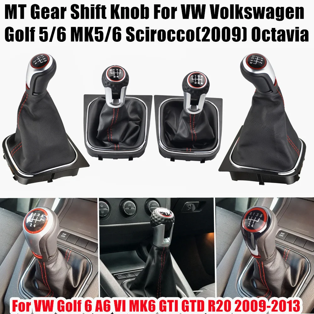 Hand Speed Ball Gear Shift Knob Gaiter Boot Cover For VW Volkswagen Golf 6 MK6 R20 Golf 5 A5 MK5 GTI GTD Jetta R32 A6 2004-2014