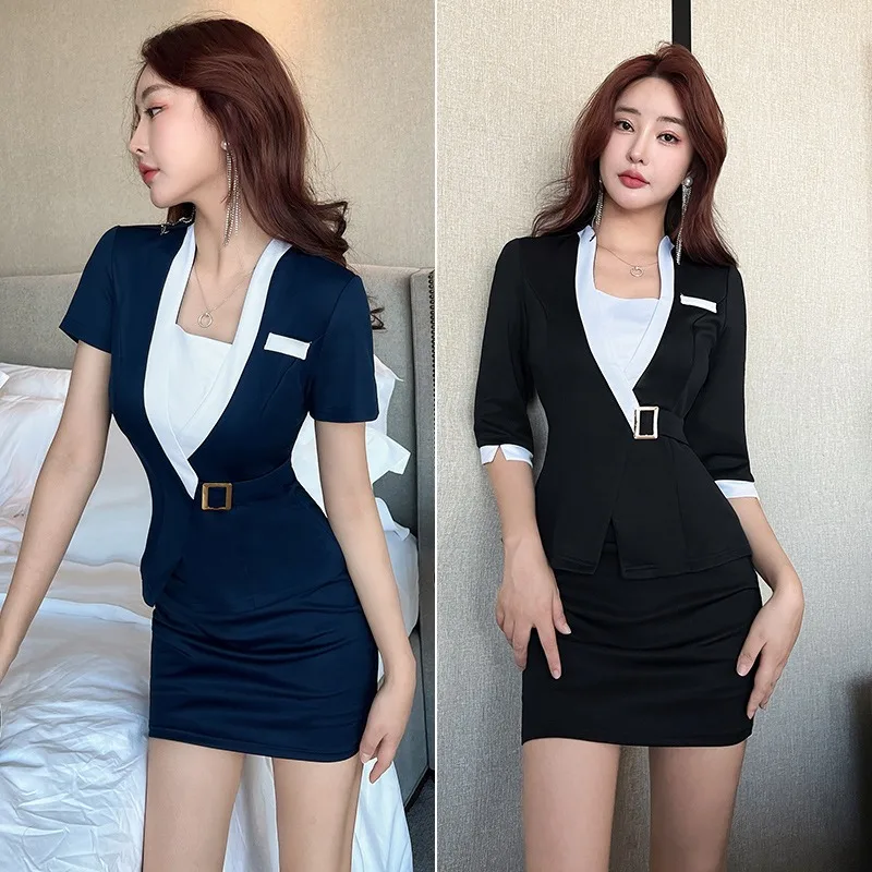 Beauty Salon Spa Hotel Receptionist Uniform For Woman Waiter Clothes Esthetic DeskMassage Nail Beautician Cafe Work Outfit Top